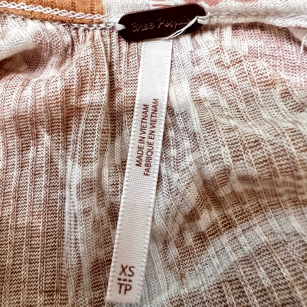 Free People Cap Sleeve Hi Low Strappy Top Size XS Beige & Cream Color - Picture 14 of 16